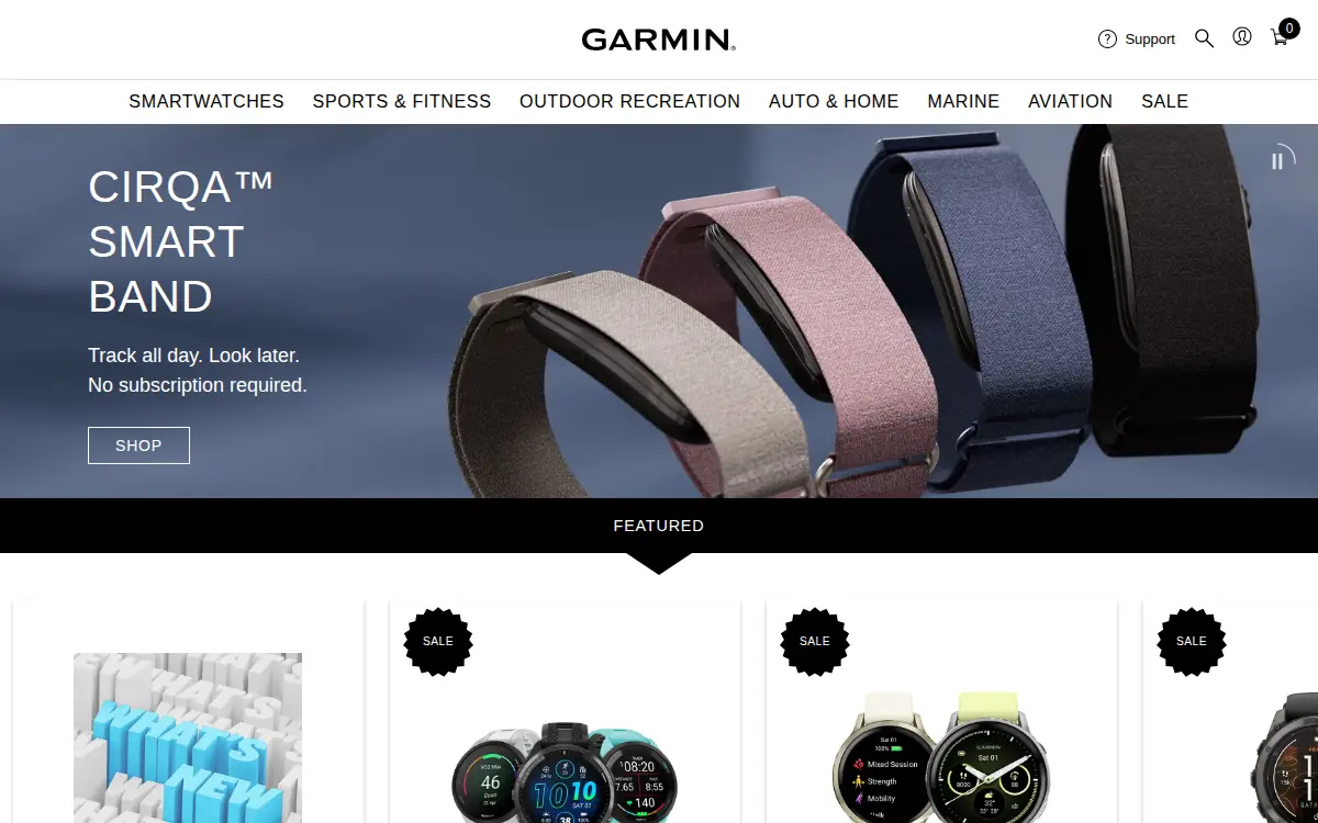 Homepage of Garmin International, INC.