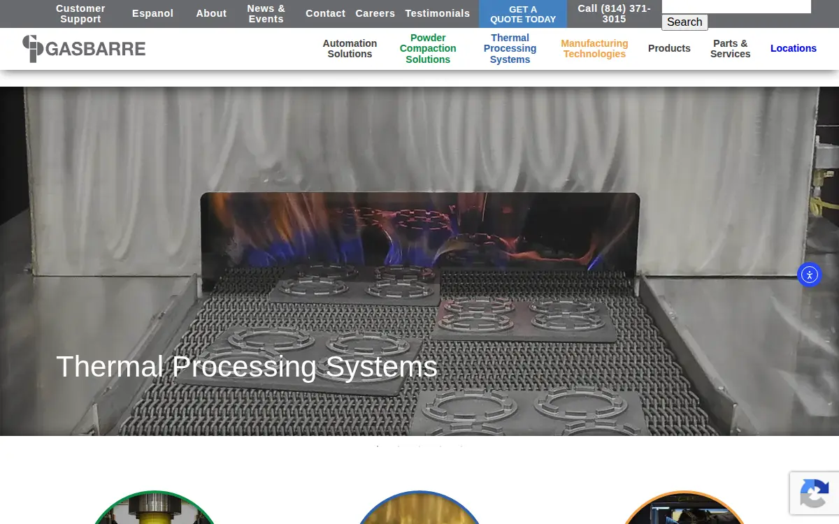 Homepage of Gasbarre Products INC