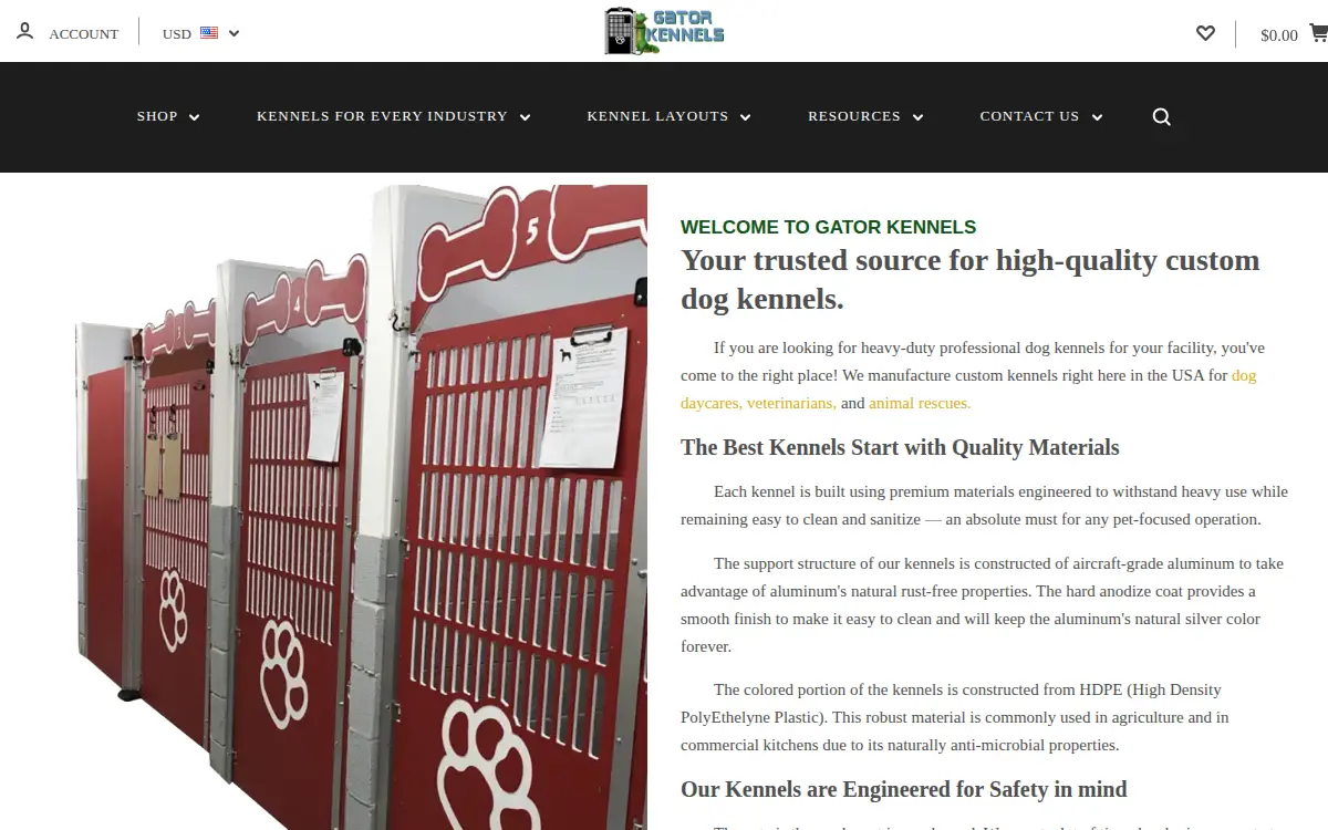 Homepage of Gator Kennels LLC