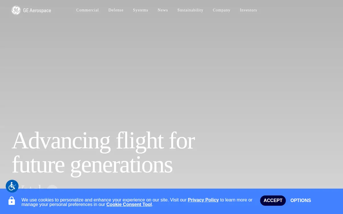 Homepage of General Electric Company