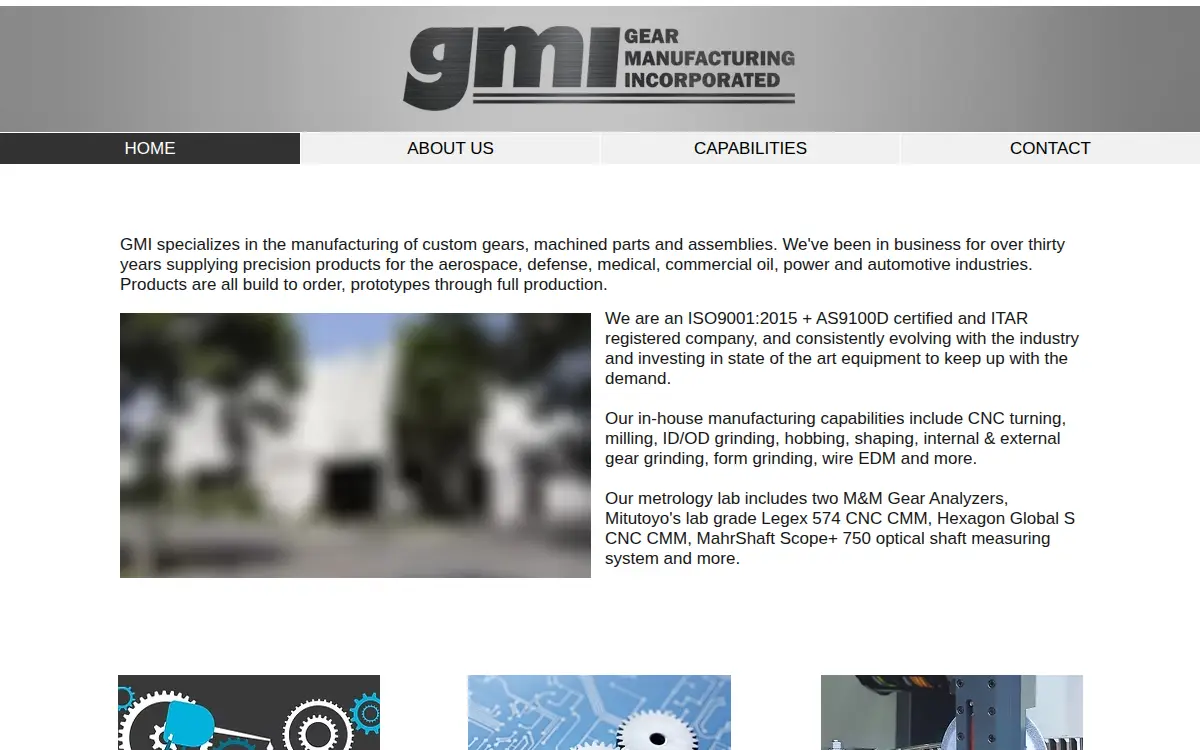 Homepage of Gear Manufacturing, INC.