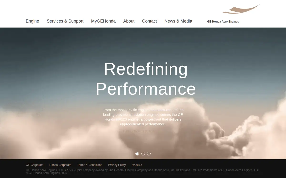 Homepage of Ge Honda Aero Engines LLC