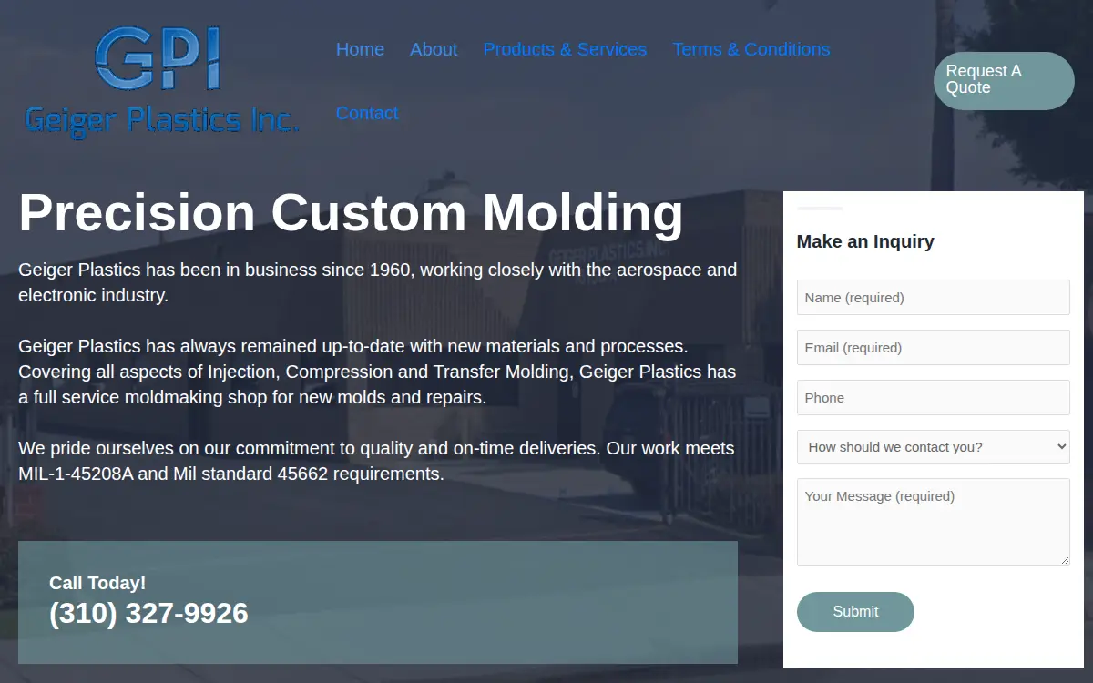 Homepage of Geiger Plastics, INC.