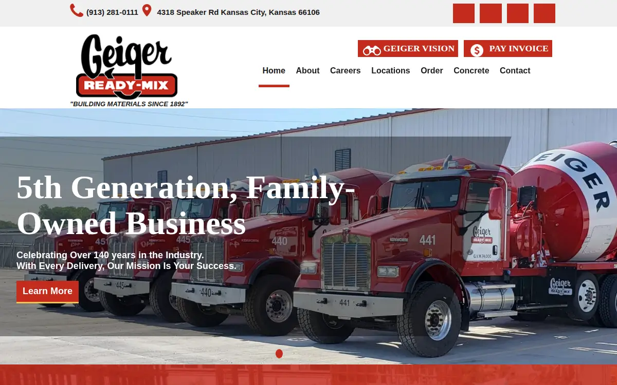 Homepage of Geiger Ready Mix CO INC