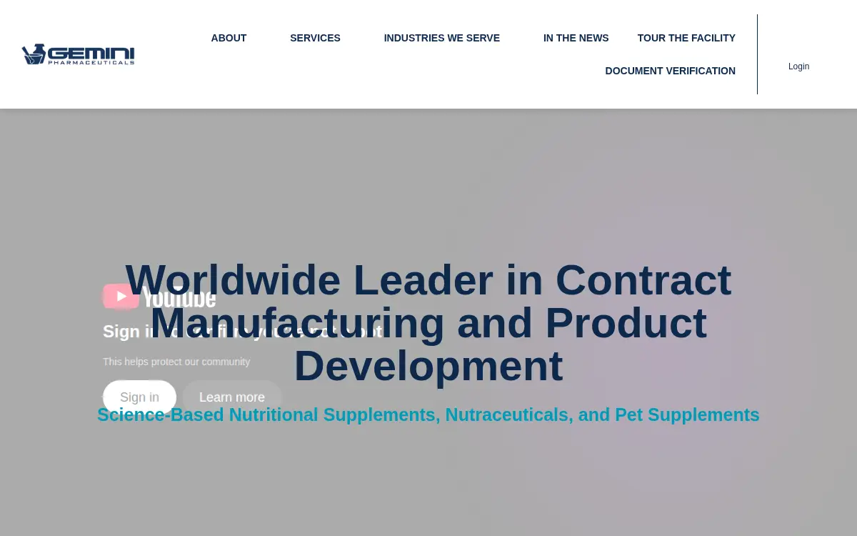 Homepage of Gemini Pharmaceuticals INC.