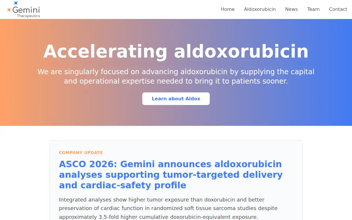 Homepage of Gemini Therapeutics, INC