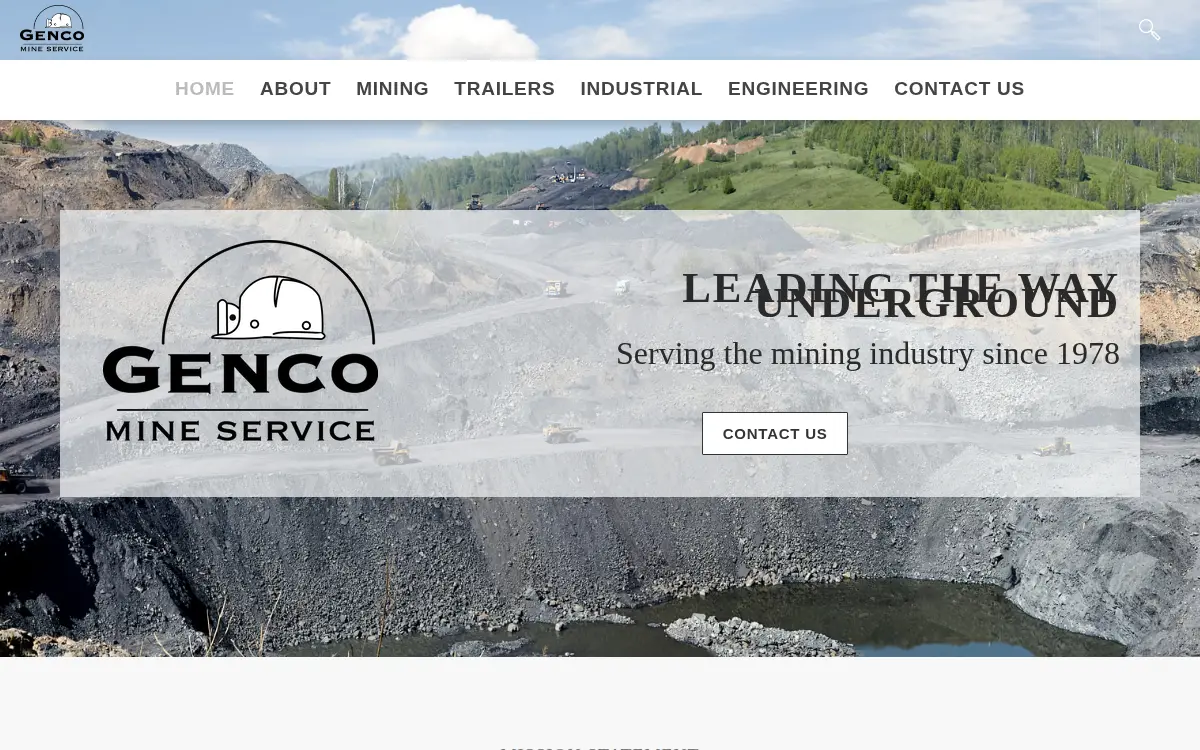 Homepage of Genco Mine Service