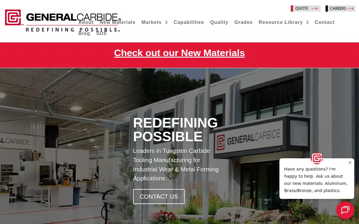 Homepage of General Carbide Corporation