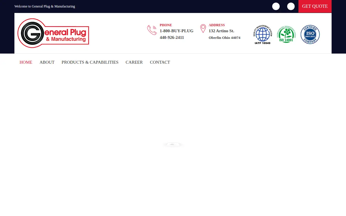 Homepage of General Plug and Manufacturing CO