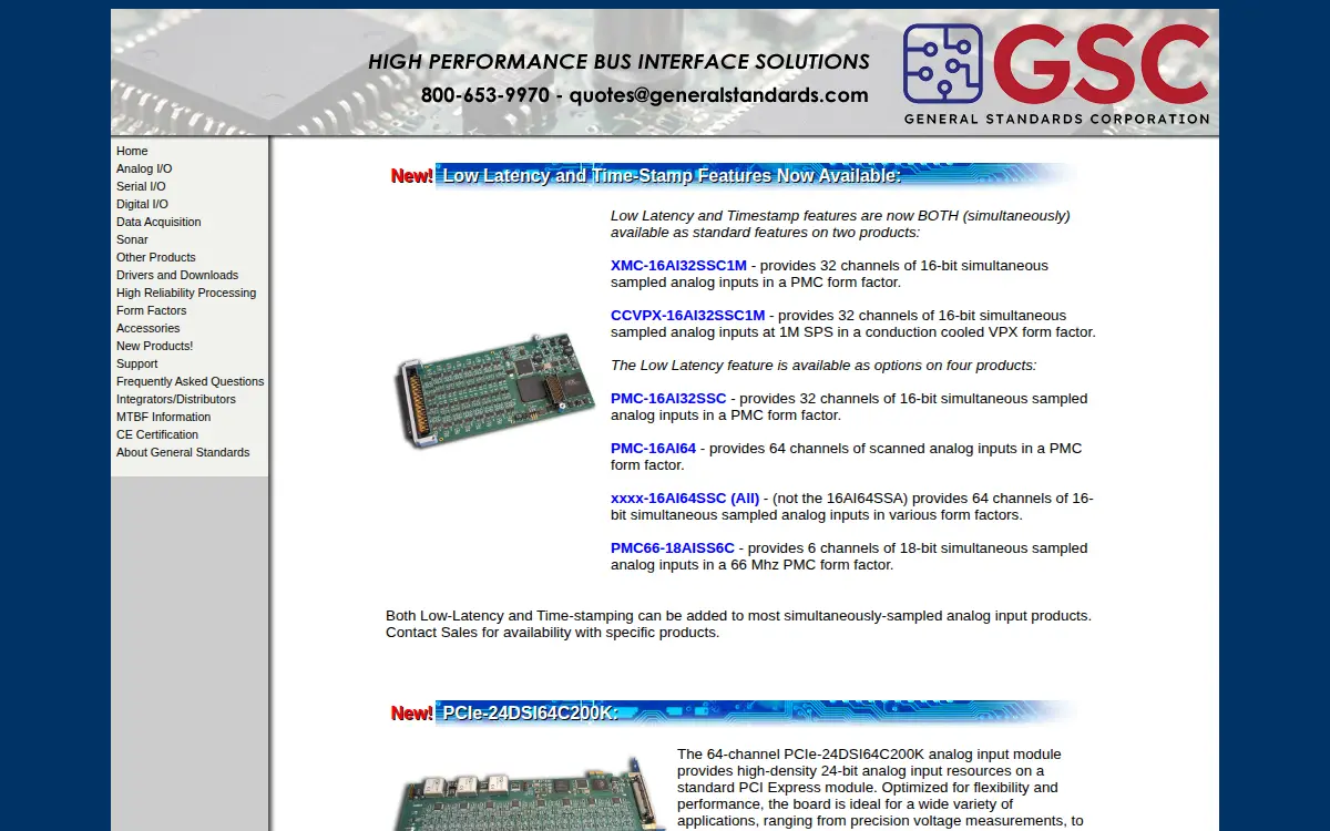Homepage of General Standards CORP