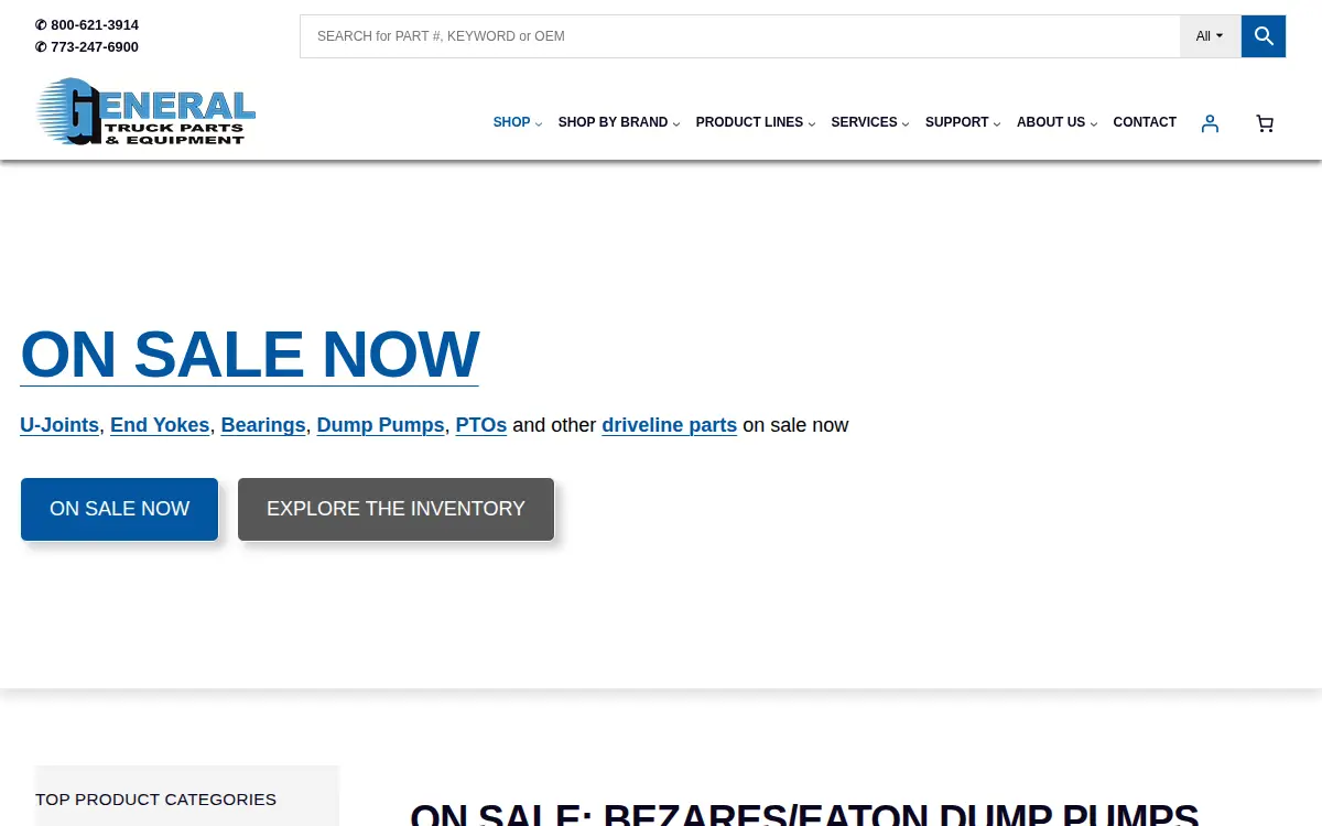 Homepage of General Truck Parts & Equipment Company