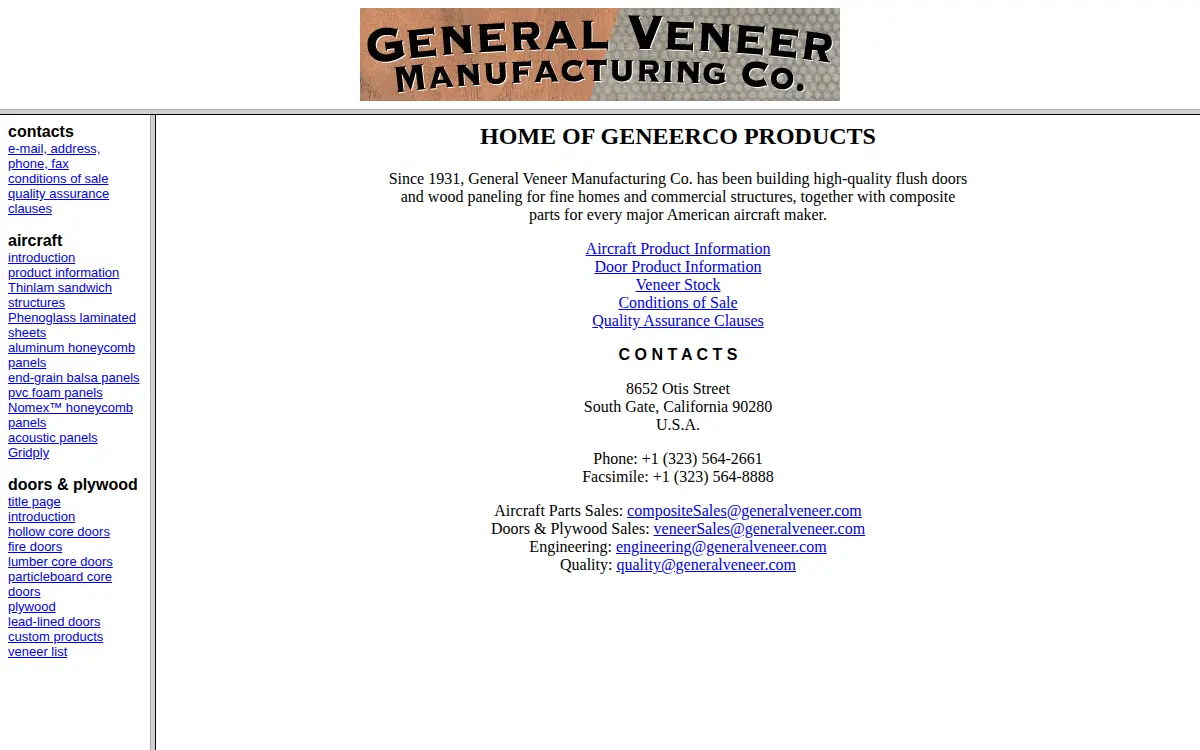 Homepage of General Veneer Manufacturing CO