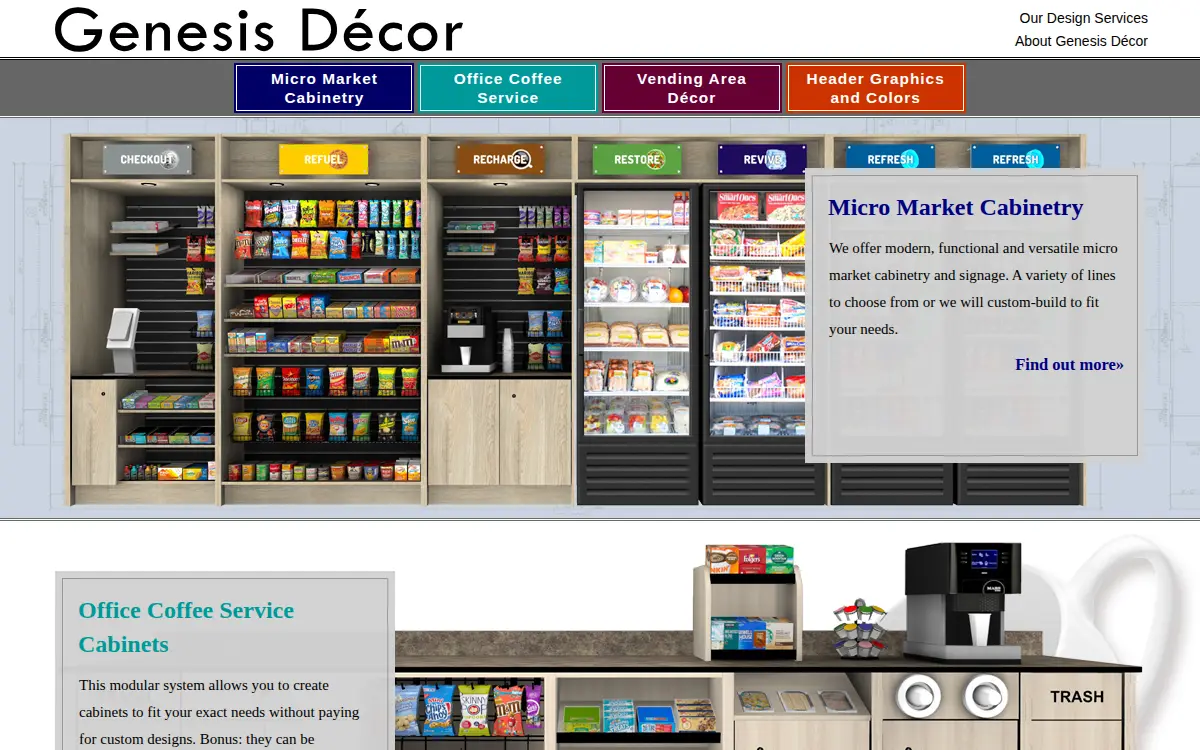 Homepage of Genesis Decor, LLC