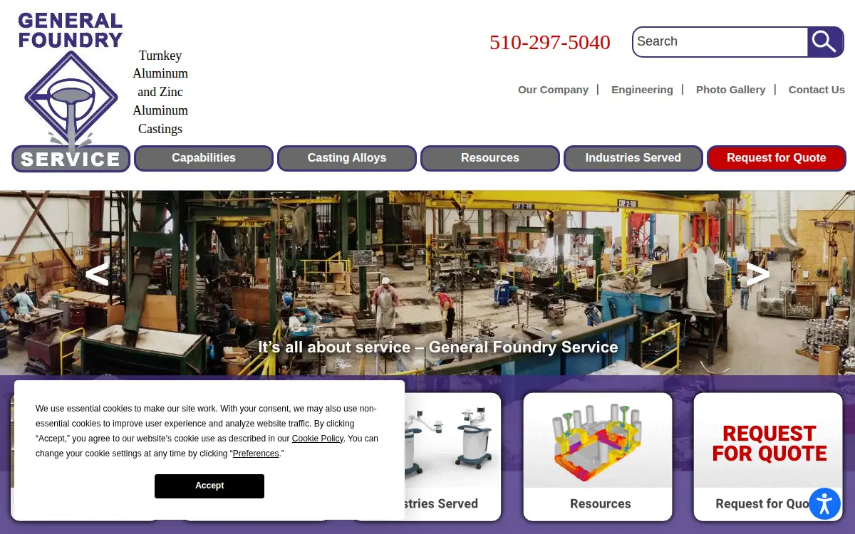 Homepage of General Foundry Service CORP