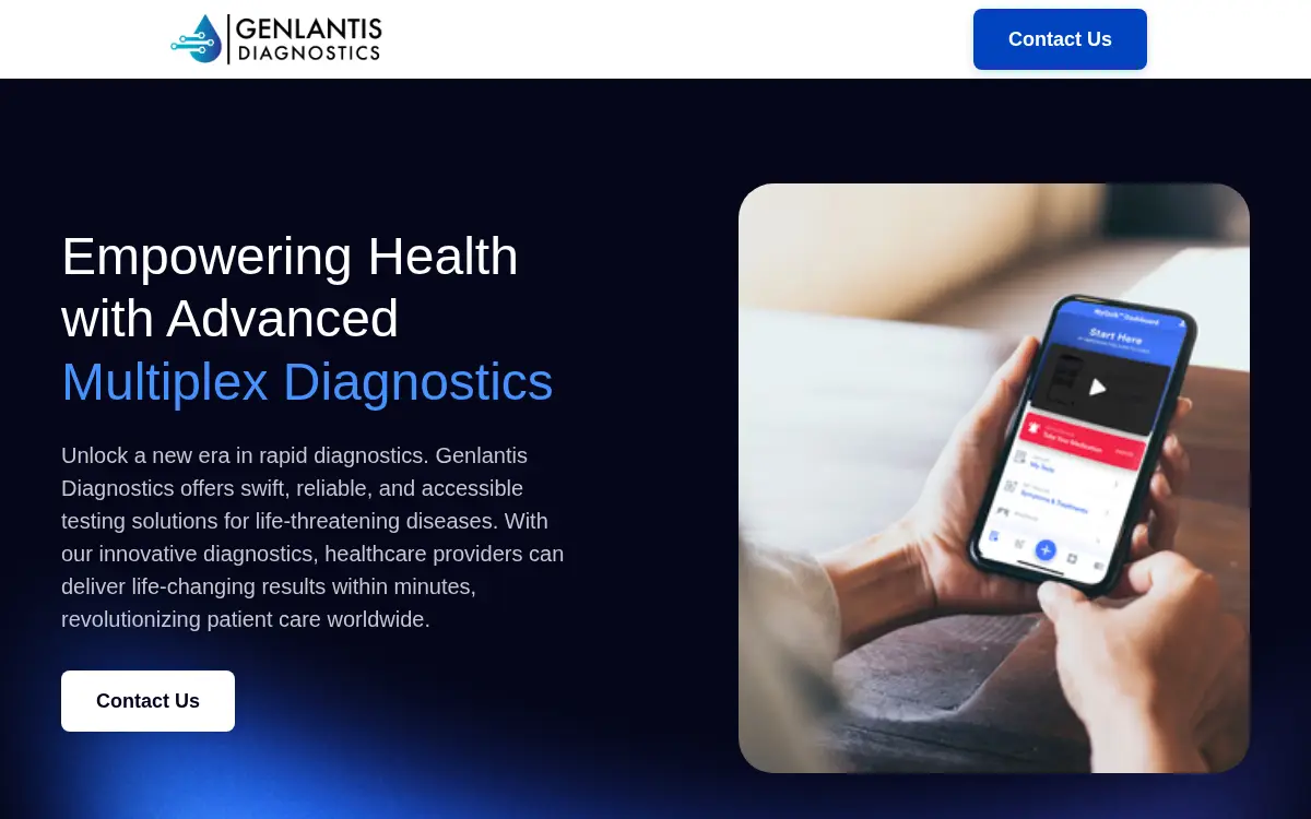 Homepage of Genlantis Diagnostics, INC