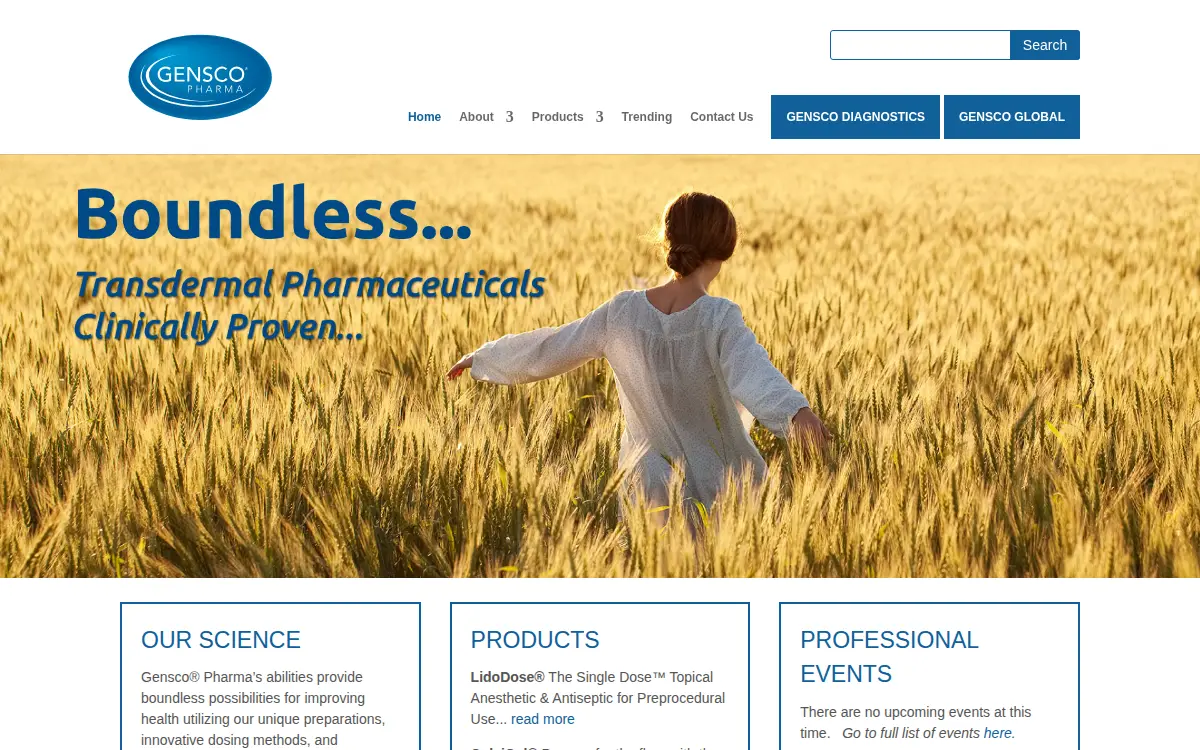 Homepage of Gensco Laboratories LLC