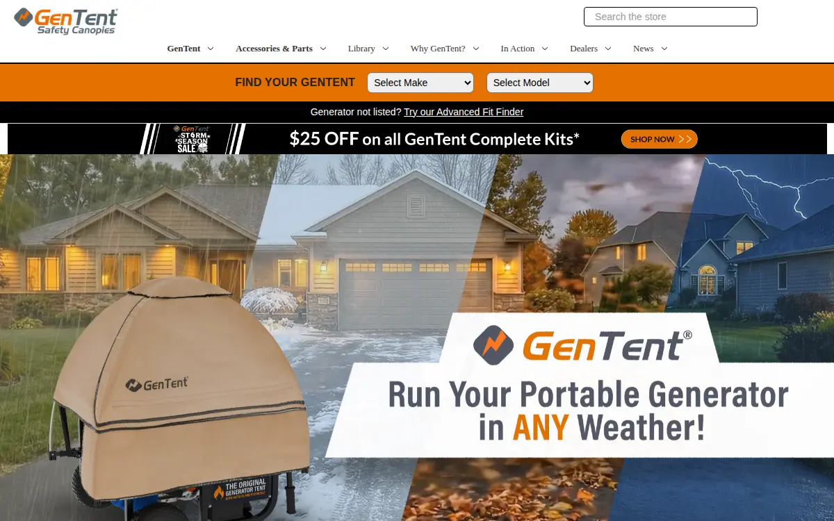 Homepage of Gentent Safety Canopies LLC