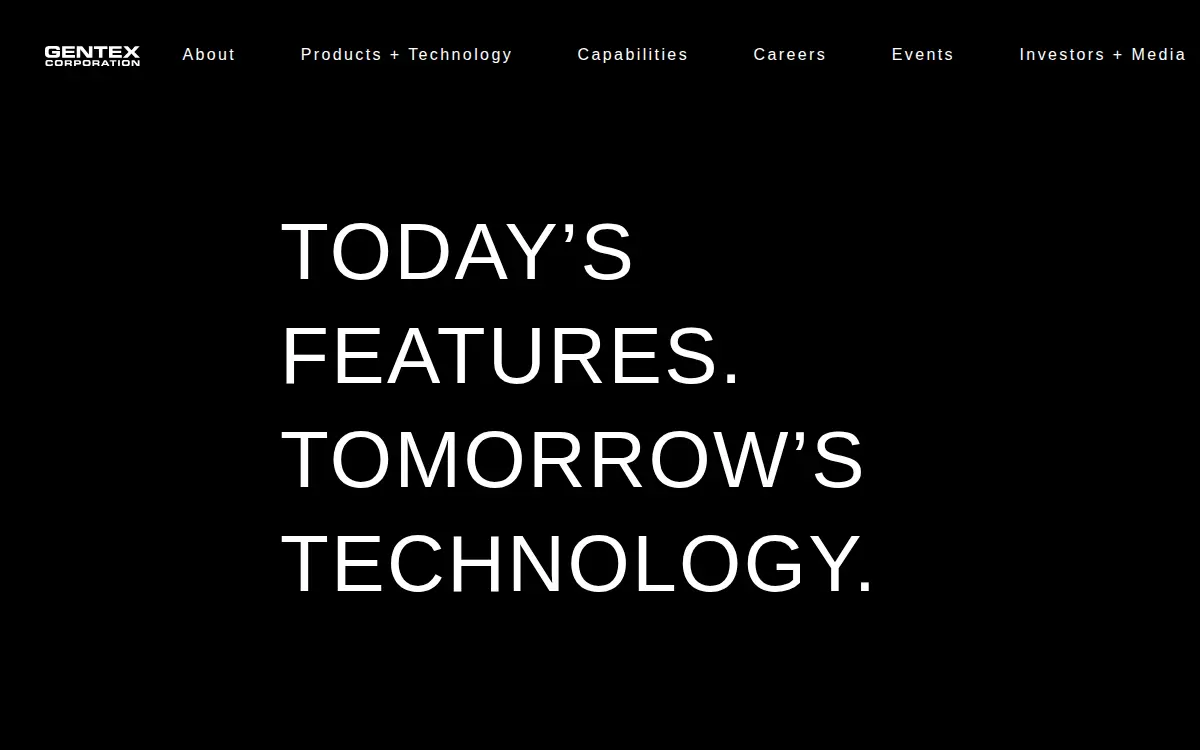 Homepage of Gentex Corporation