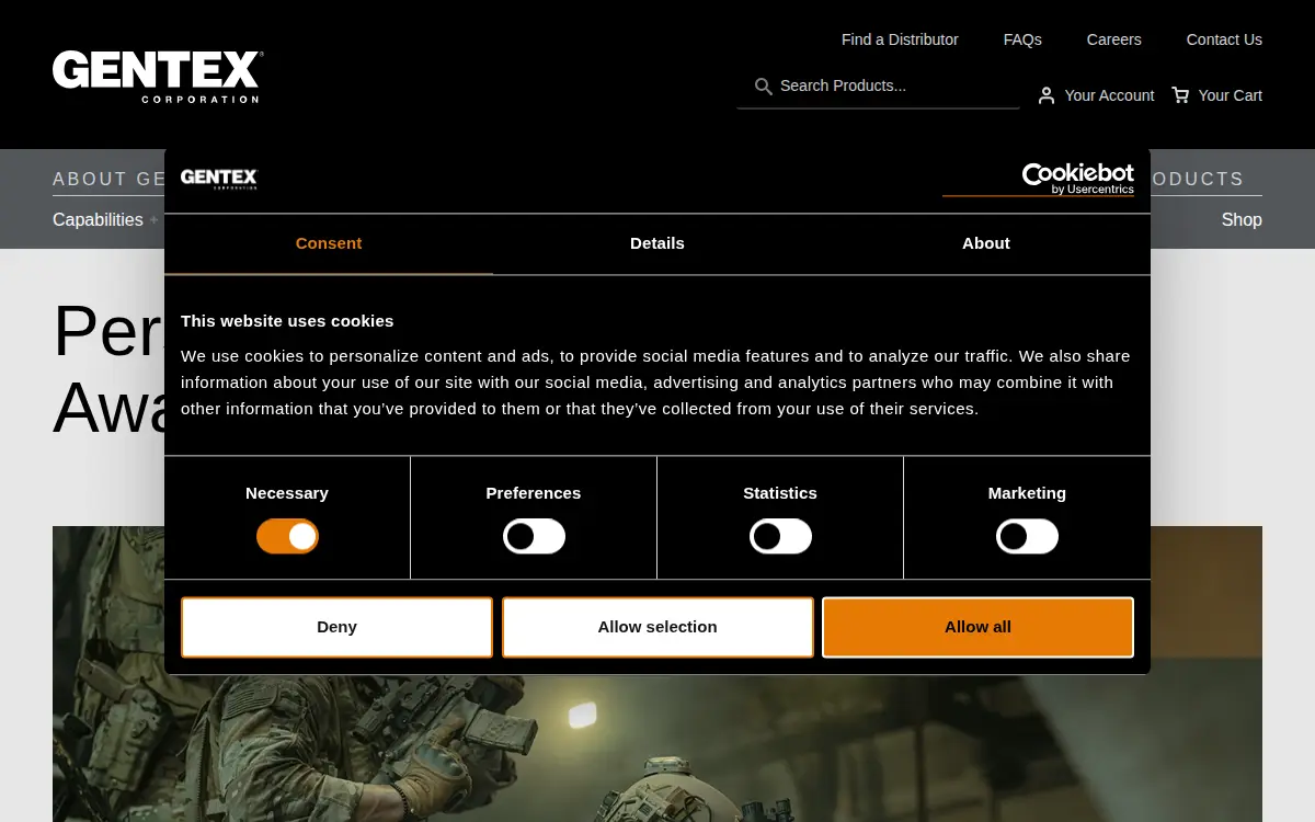 Homepage of Gentex Corporation