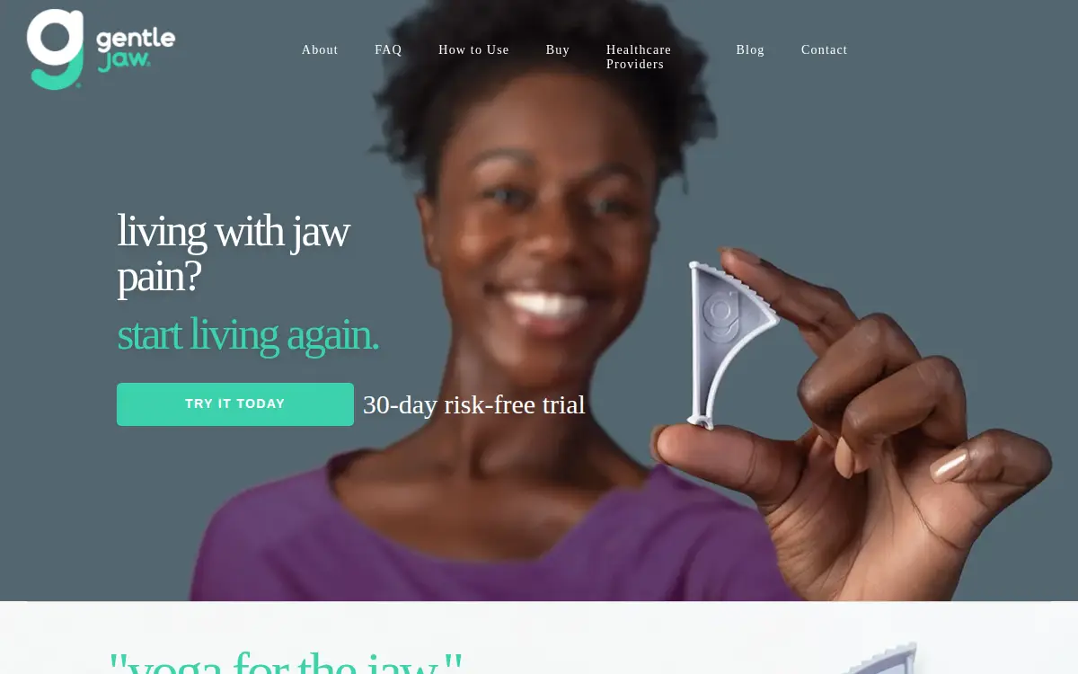 Homepage of Gentle Jaw Company