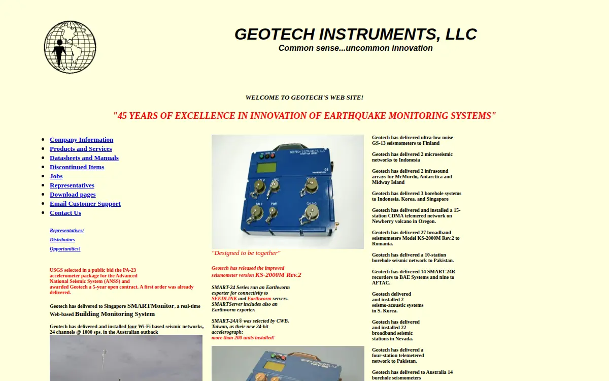Homepage of Geotech Systems LLC