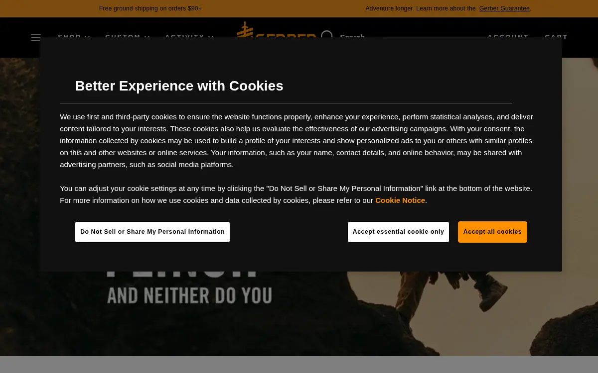 Homepage of Gerber Outdoor LLC