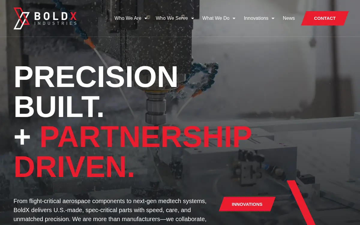 Homepage of Boldx Industries, LLC