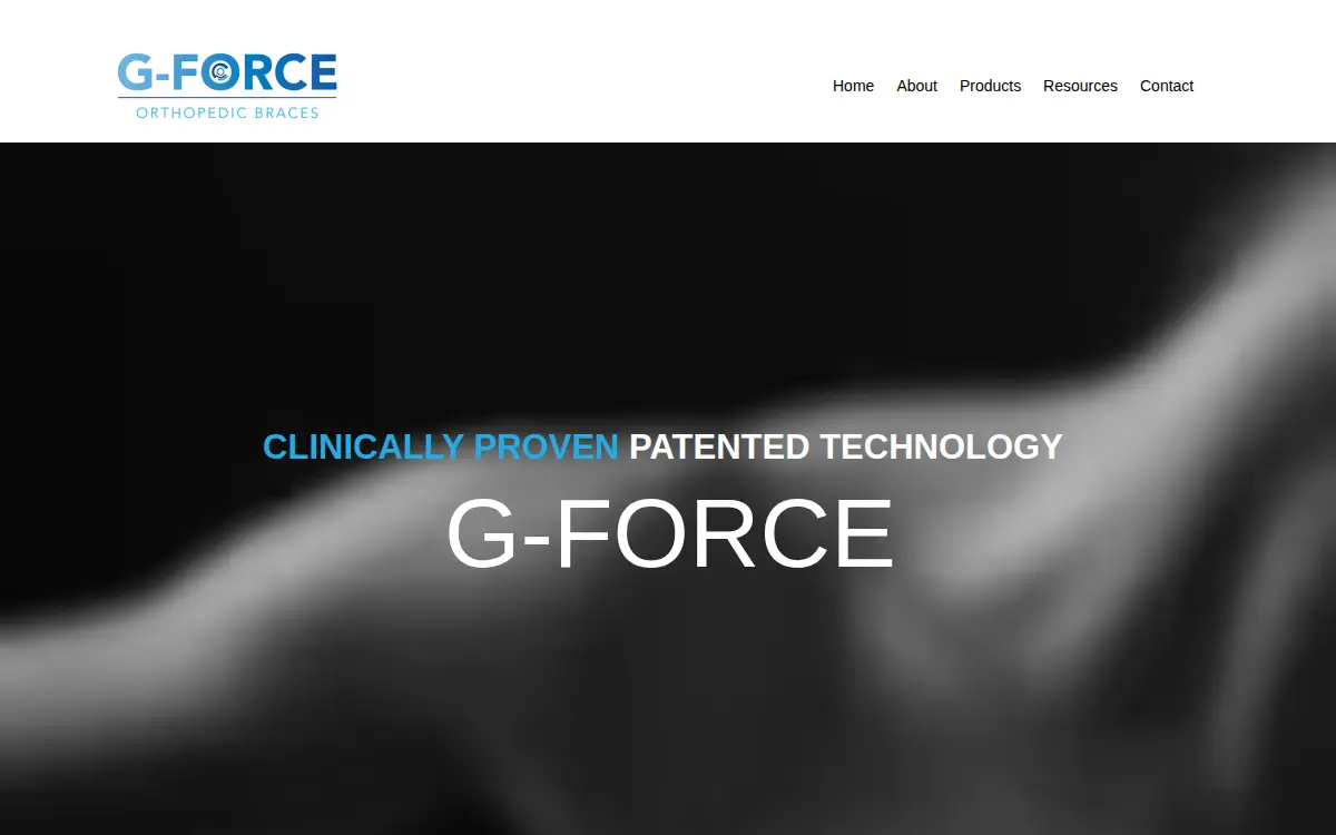 Homepage of G Force Braces, LLC