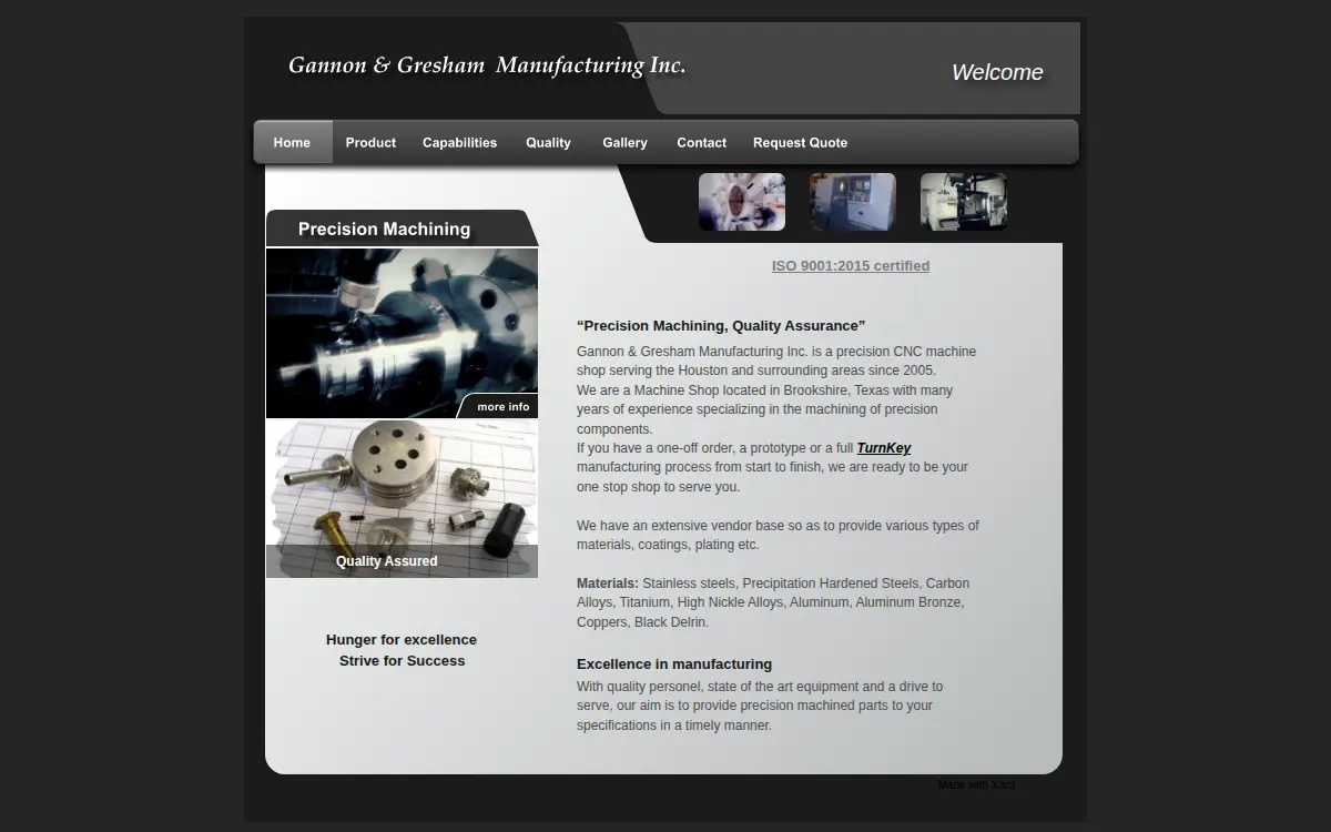 Homepage of Gannon & Gresham Manufacturing INC
