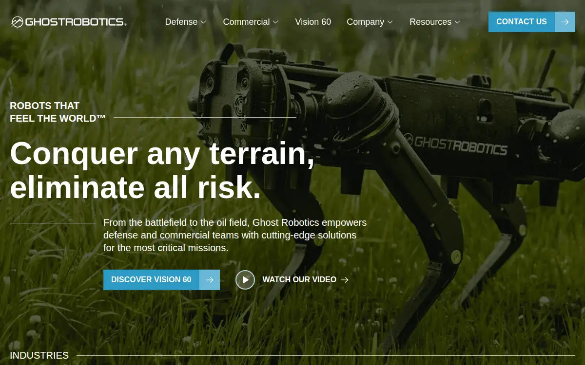 Homepage of Ghost Robotics Corporation