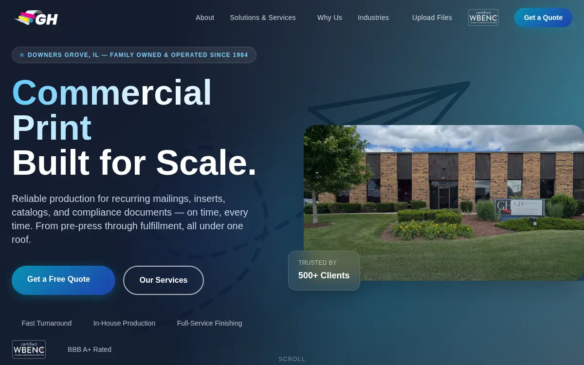 Homepage of Gh Printing, LLC