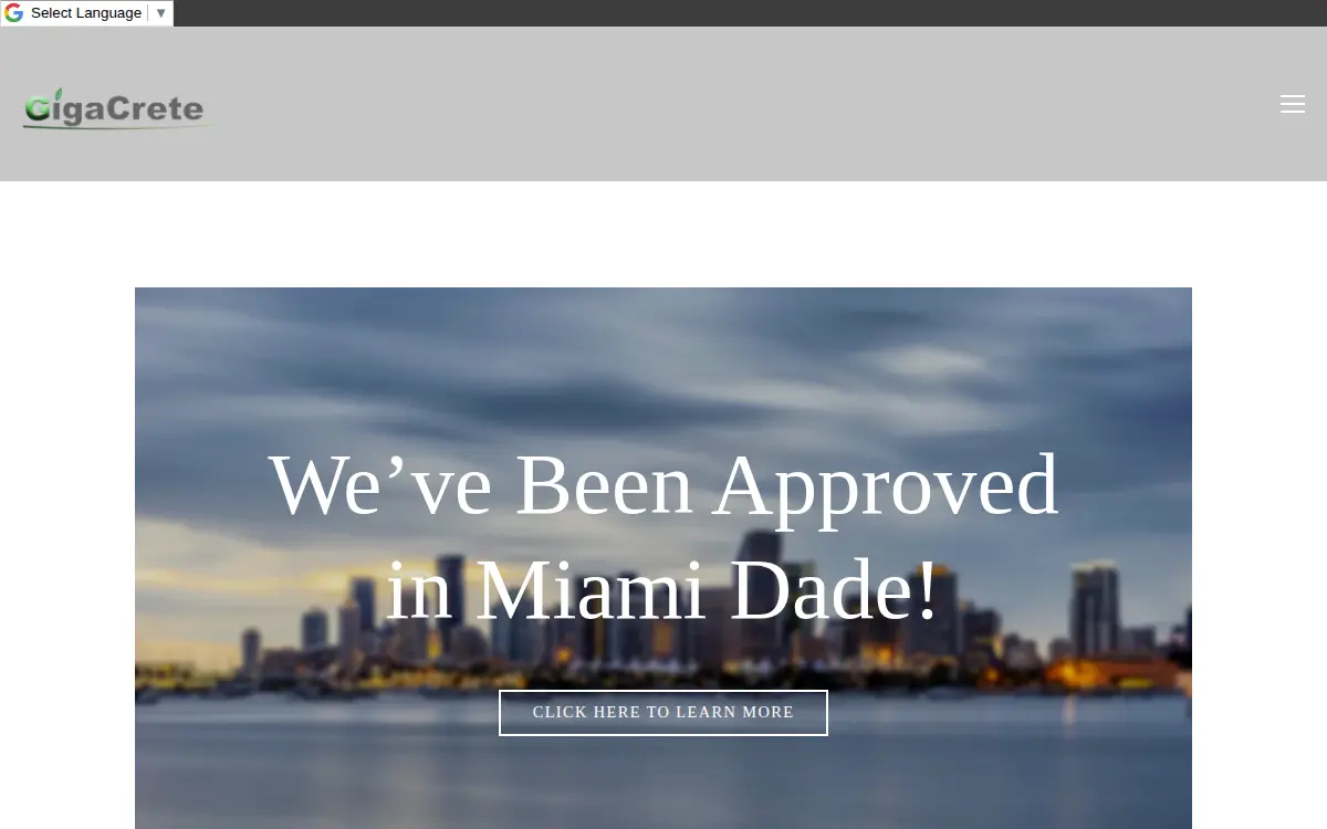 Homepage of Gigacrete, INC.