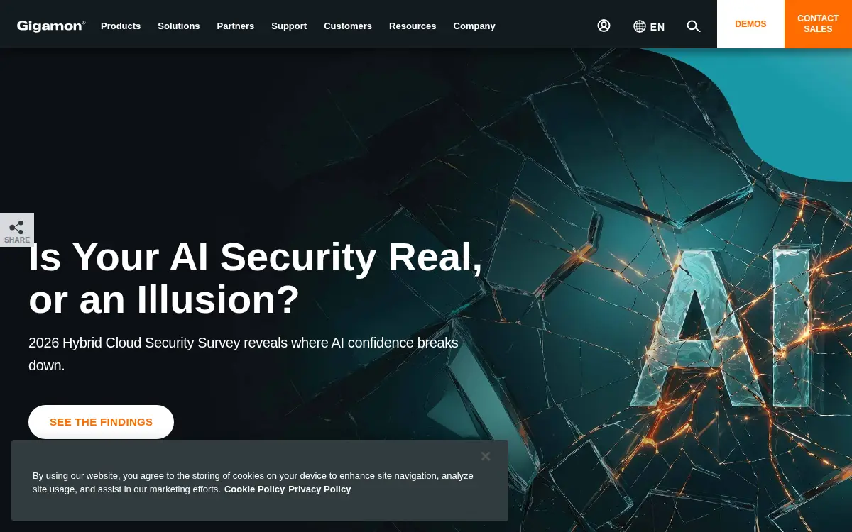 Homepage of Gigamon Federal, LLC