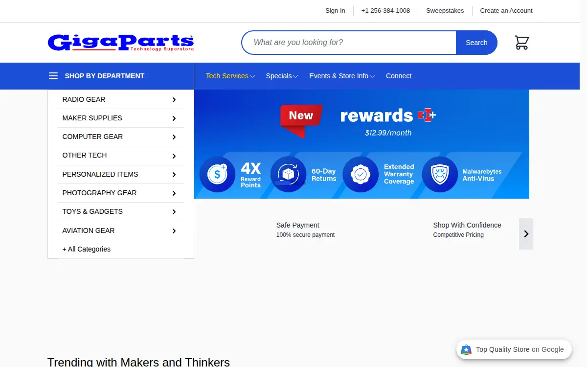 Homepage of Gigaparts INC