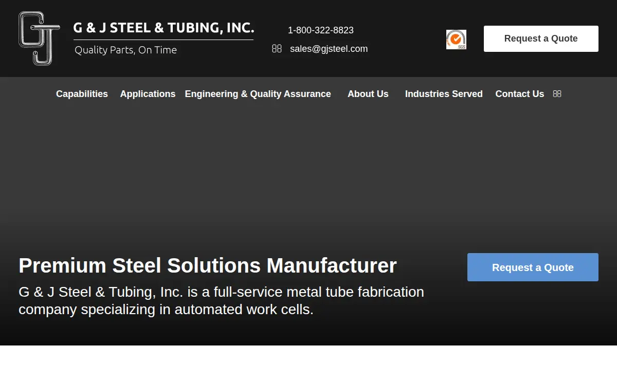Homepage of G. & J. Steel & Tubing, INC.