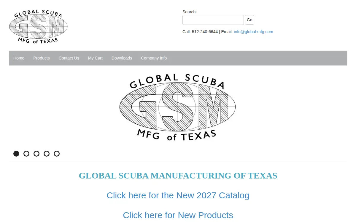 Homepage of Global Scuba Manufacturing of Texas, LLC