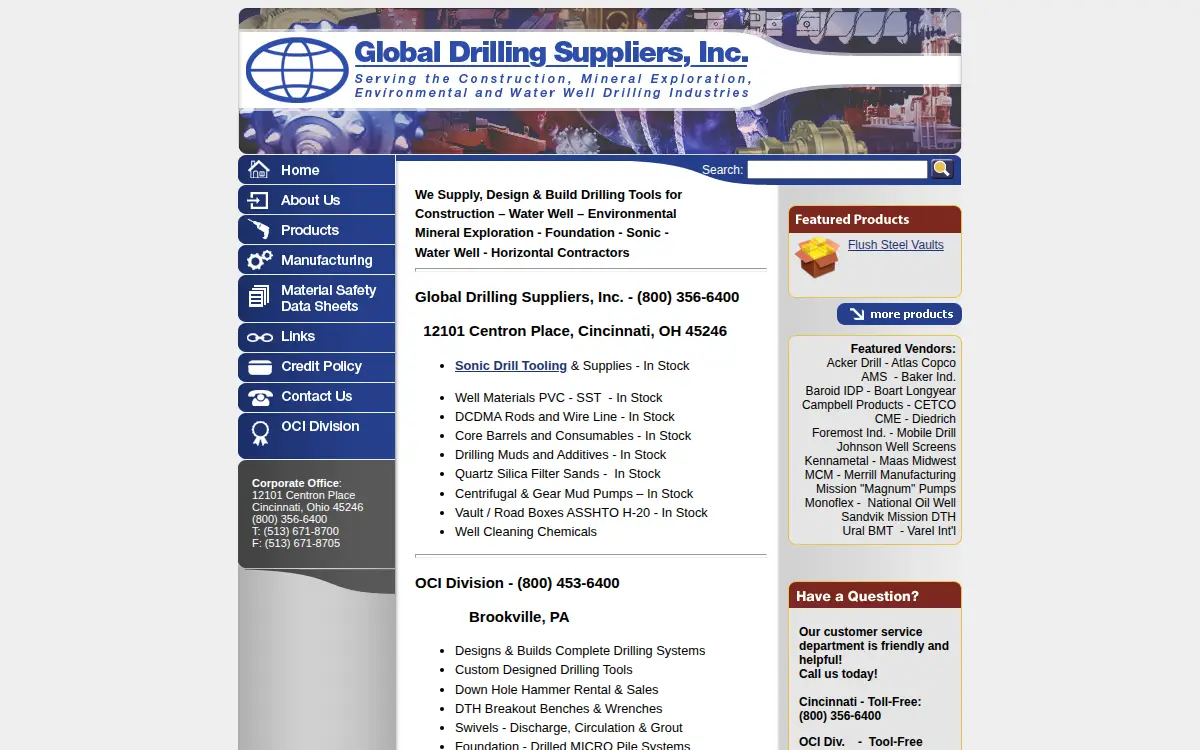 Homepage of Global Drilling Suppliers, INC.
