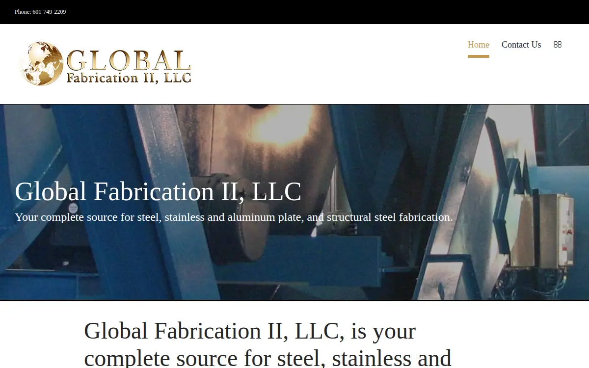 Homepage of Global Fabrication Ii, L.l.c.