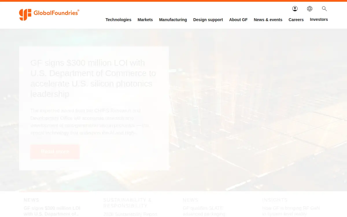Homepage of Globalfoundries U.s. INC.