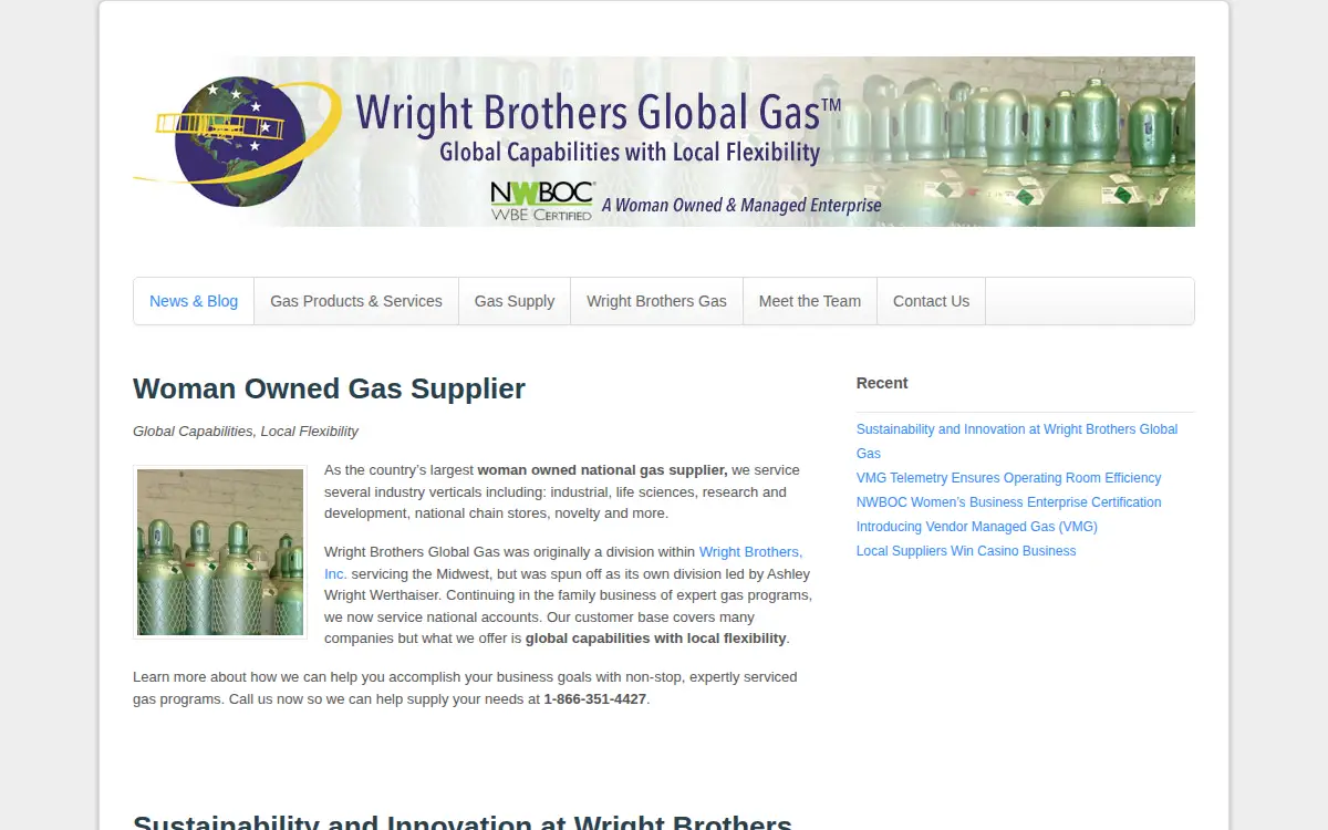 Homepage of Wright Brothers Global Gas, LLC