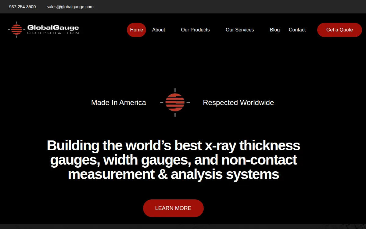 Homepage of Global Gauge Corporation
