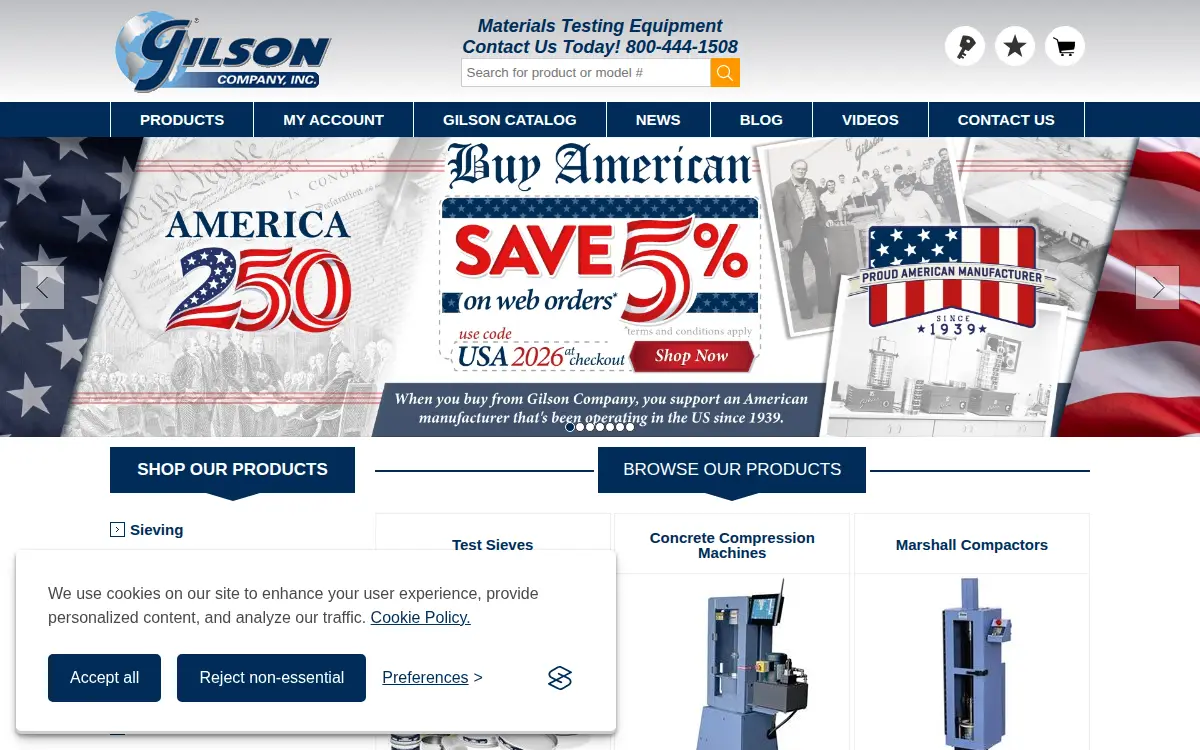 Homepage of Gilson CO INC