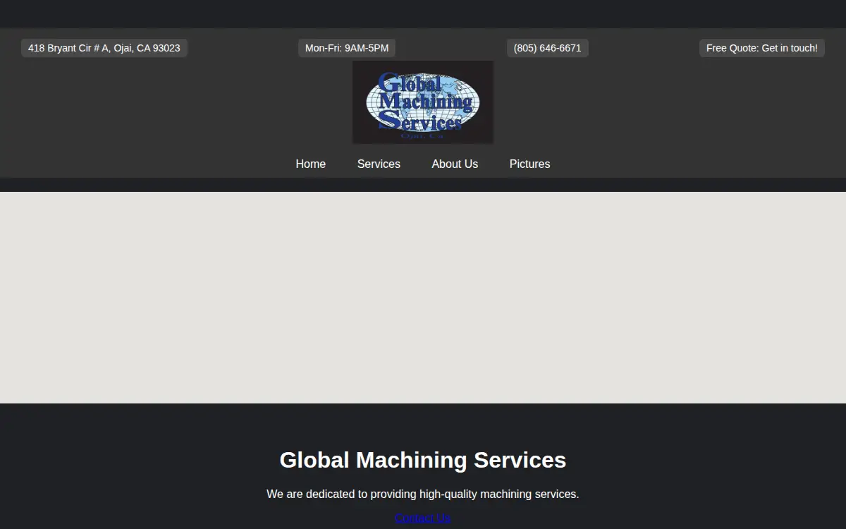 Homepage of Global Machining Services, INC