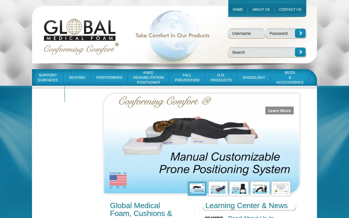 Homepage of Global Medical Foam INC