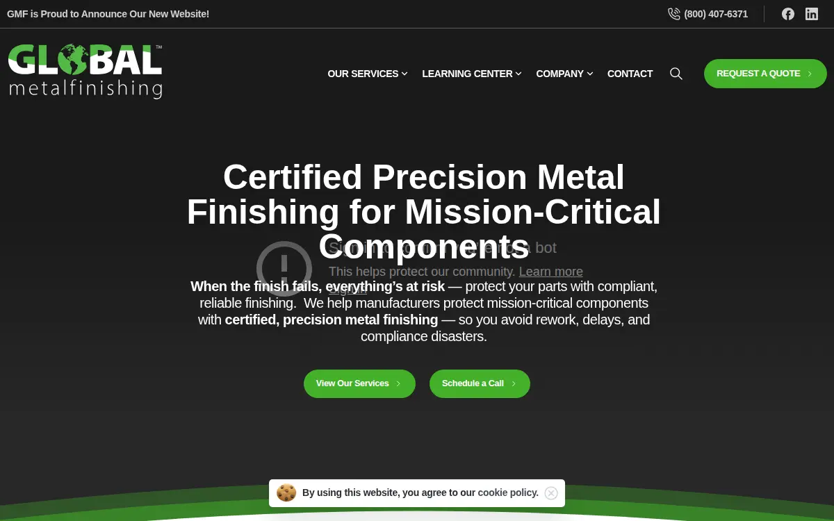 Homepage of Global Metal Finishing, INC.