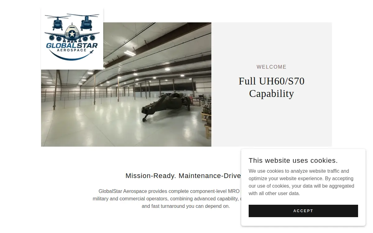 Homepage of Globalstar Aerospace LLC