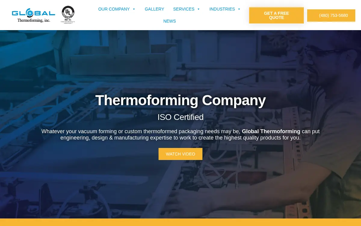 Homepage of Global Thermoforming, INC