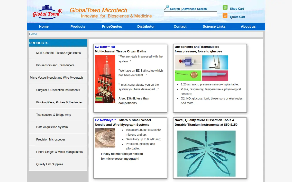 Homepage of Globaltown Microtechnology, INC.
