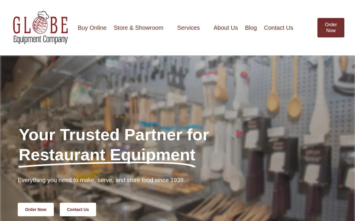 Homepage of Globe Equipment Company Inc, the