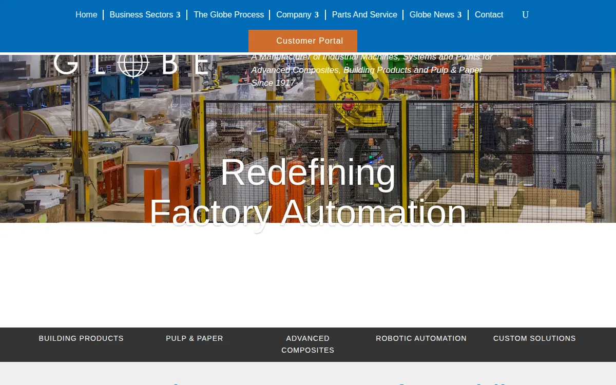 Homepage of Globe Machine Manufacturing Company